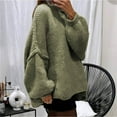 thumbnail image 2 of Women's Oversized Turtleneck Sweaters Casual Mock Neck Knitted Sweatshirt Winter Long Sleeve Cable Knit Pullover Top (Green M), 2 of 4