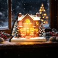 thumbnail image 7 of Lighted Christmas Village House, Wooden Holiday Figurine, Snow Covered Cottage Scene with Layered Architecture and Glowing Windows for Mantel, Painted Wood with LED Light with DetaiLED, 7 of 7