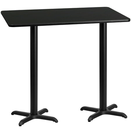 Flash Furniture 30'' x 60'' Rectangular Black Laminate Table Top with 22'' x 22'' Bar Height Table Bases