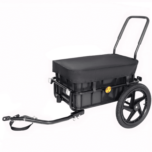 WGYPRIME 2-in-1 Bike Cargo Trailer, Heavy-Duty Bicycle Trailer with Removable Box and Waterproof Cover, Cargo Bike Trailer with Tow Hitch and Removable Handlebar