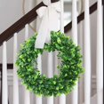 thumbnail image 3 of Gyouwnl Artificial Boxwood Wreath, 12" Artificial Green Leaves Wreath for Front Door Window Wall Hanging - Home Wedding Party Decoration, Spring Summer Christmas Decor, 3 of 8