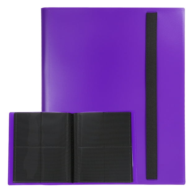 Binder de tarjetas Uxcell de 4 bolsillos, carpeta de colección de 160 para TCG y cartas deportivas (Púrpura)