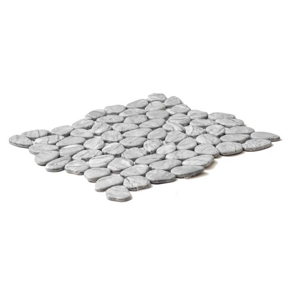 The Tile Life Recycled Cenote Pebble 13" x 13" Smoke Matte Glass Mosaic Floor and Wall Tile Case of 14