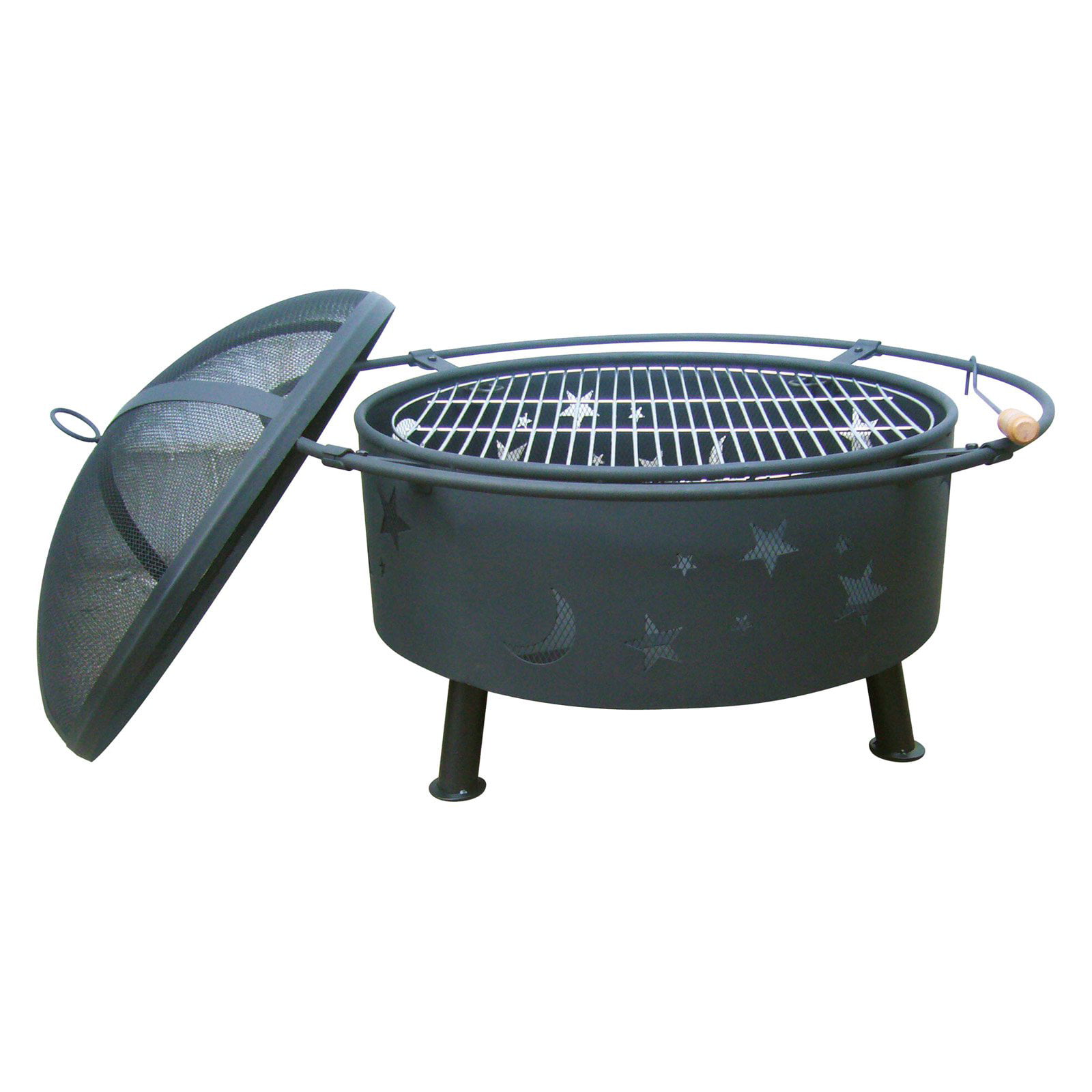 Large 32 Inch Outdoor Moon And Star, Star And Moon Fire Pit And Grill