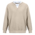 thumbnail image 4 of COSFO T Shirts for Man Fall Solid Waffle Long Sleeve Classic T-Shirt Casual V-Neck Pullover Soft Tops, 4 of 4