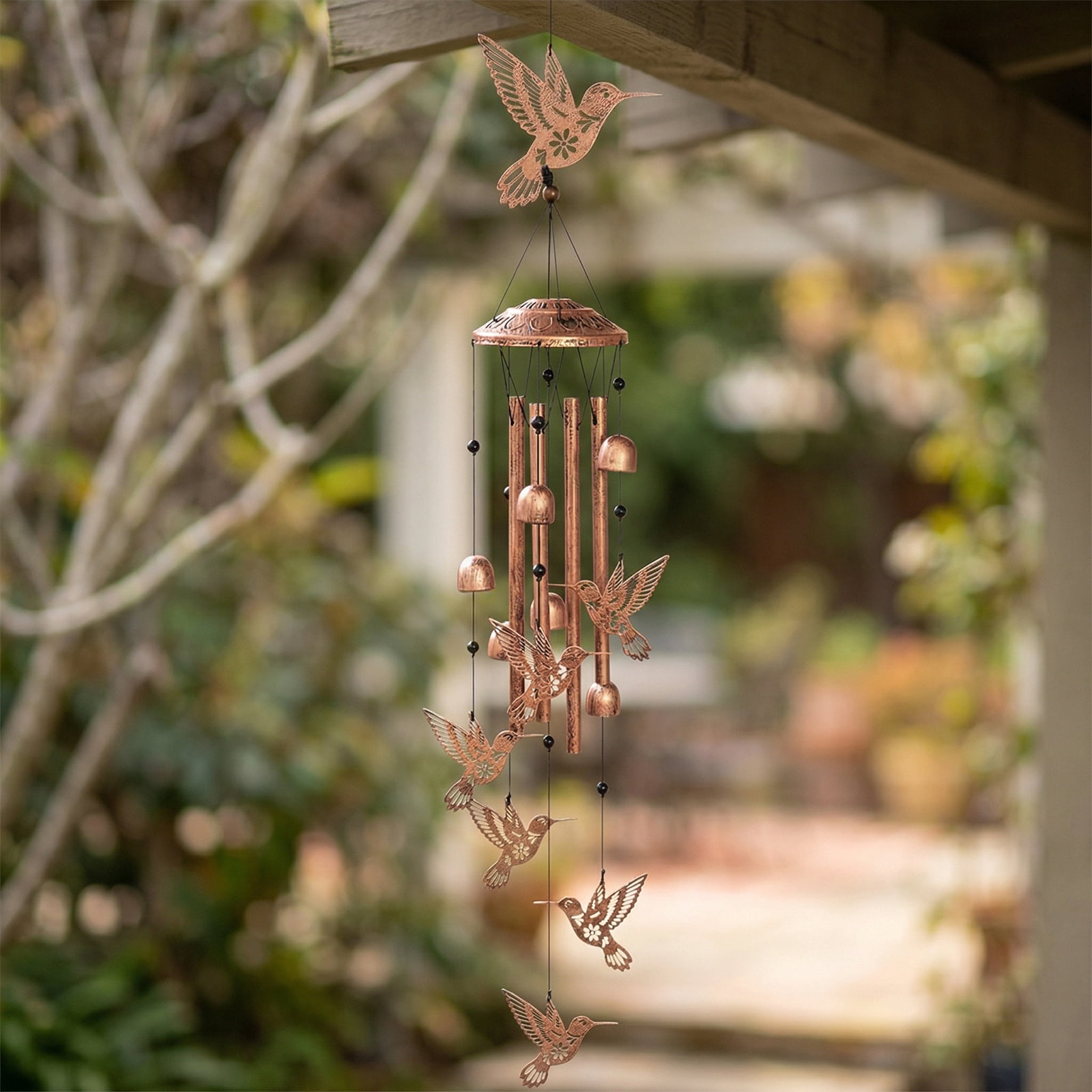 Yucurem Hummingbird Wind Chime for Outside, Handmade Metal Garden Wind Chimes, Melodic Weatherproof Wind Bell for Patio Porch Decor