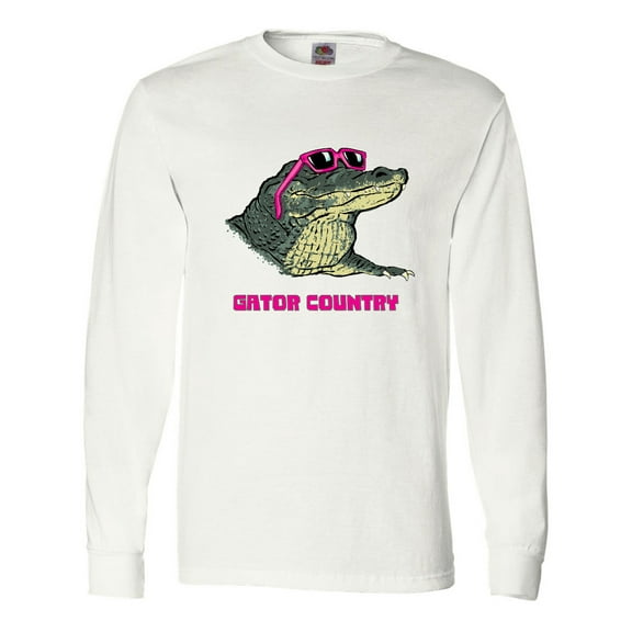 Inktastic Gator Country Sunny Gator in Pink Sunglasses Long Sleeve T-Shirt