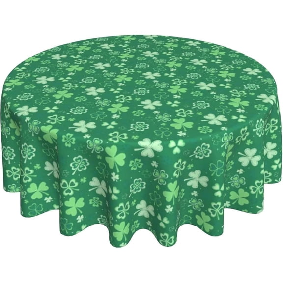 St. Patrick''s Day Tablecloth 70 Inch Round, Green Shamrock Table Cloth, Holiday Tablecloths Farmhouse Decorative for Home Kitchen Dining Party