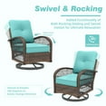 thumbnail image 5 of MELLCOM 3 Pieces Patio Furniture Set, Outdoor Swivel Rocker Patio Chairs, Wicker Patio Bistro Set with Rocking Chair, Thickened Cushions and Glass Coffee Table for Backyard, Garden, Blue, 5 of 9