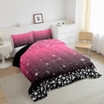 thumbnail image 3 of Feelyou Fashion Pink Diamond Bedding Comforter Set, Bling Stars Print Twin Comforter Sets, Teens Kids Women Girls Reversible Bedding Set, Breathable Home Decor, 2 Pieces, 3 of 8