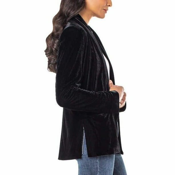 Well Worn Womens Faux Velvet Jacket Black Medium
