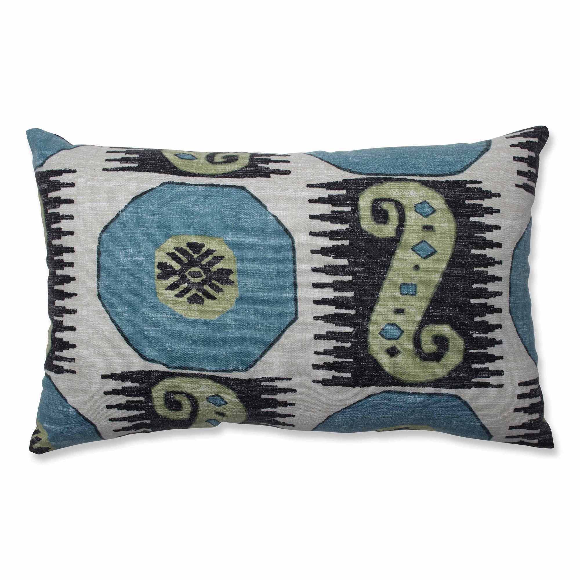 18.5" Blue Ikat Pattern Indoor Rectangular Throw Pillow with Sewn Seam