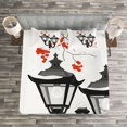 thumbnail image 3 of Ambesonne Rowan Quilted Bedspread Set 3 Pcs, Street's Snowy Branches Art, King Size, Charcoal Grey and Orange, 3 of 3