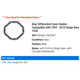 thumbnail image 2 of Rear Differential Cover Gasket - Compatible with 1994 - 2010 Dodge Ram 1500 1995 1996 1997 1998 1999 2000 2001 2002 2003 2004 2005 2006 2007 2008 2009, 2 of 2