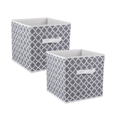 UPC: 0738215370013 | DII Fabric Storage Bins for Nursery  Offices  & Home Organization  Containers Are Made To Fit Standard Cube Organizers (11x11x11 ) Lattice Gray – Set of 2