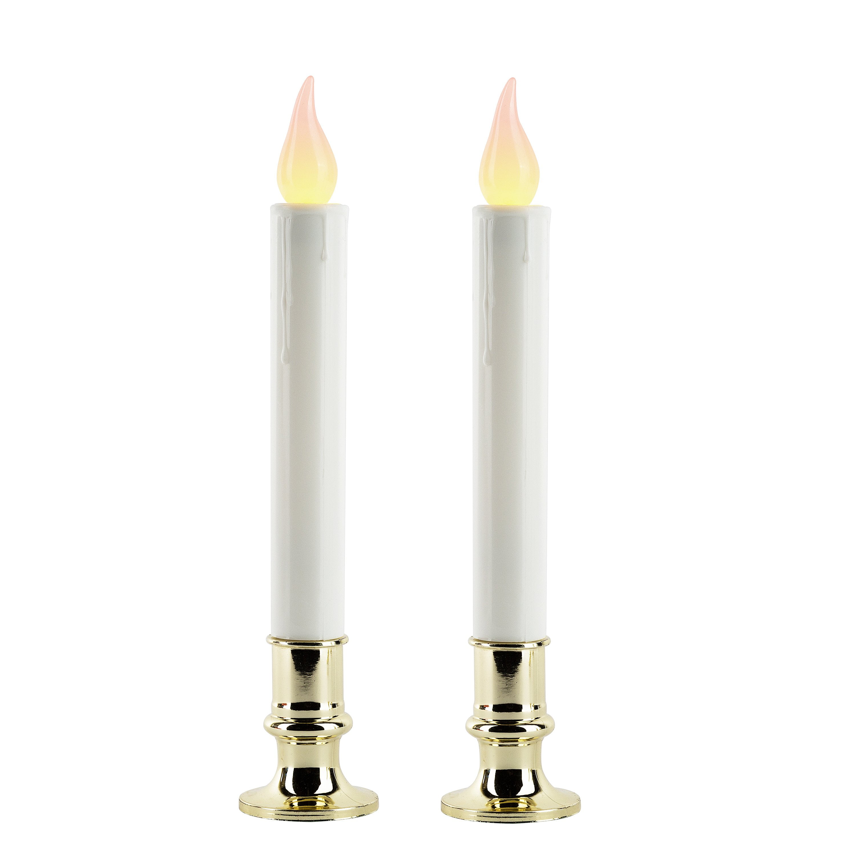 Tupkee Flickering LED Window Candles  Set of 2 Battery-Operated Flameless Christmas Candles with Flickering Flame & Timer for Holiday Window & Home Decoration