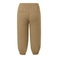 thumbnail image 4 of PMVFHDE Women's Casual Solid Color Joggers Capri Length Elastic Waist with Pockets Athletic Sport Pants Khaki,M, 4 of 5