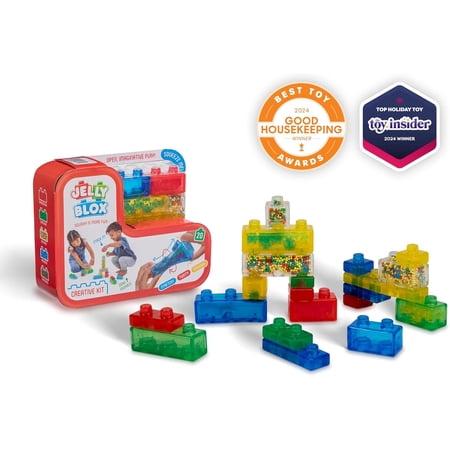 Jelly Blox Creative Kit | Includes 20 Blocks | Toddler & Preschool Building Blocks Kids Can Squeeze, Stretch, Squish | Safety Tested & Ouch-Free | Tactile, Sensory Play Toy for Ages 2+