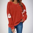 thumbnail image 2 of yardsong Halloween Sweatshirts for Women Spooky Season Funny Long Sleeve Graphic Crewneck Pullover Tops Cute Ghost Sweater Red,XXXXXL, 2 of 4