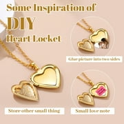 U7 Gold Plated Flower Grain Pendant Heart Locket Necklace for Women Daughter Mothers Day Valentine Personalized Memorial Gift Custom Love Heart Necklaces