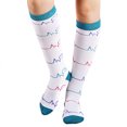 thumbnail image 5 of Men Women Compression Socks, Soft Skin-friendly Cotton Fashion Wavy Line Design Stretchy Anti-slip Knee Length Compression Stockings for Running Hiking Cycling, 5 of 8