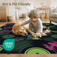 thumbnail image 4 of ODIKA Music Note Concentric Circle Notes Round Impact Movie Vinyl Eight for Queen Size Bedroom, Under Bed, Master Suite, Foldable Easy Care, 4 of 7