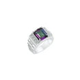 thumbnail image 3 of RYLOS Men's Rings Sterling Silver Designer Style 10X8MM Emerald Cut Shape Gemstone & Diamonds Alexandrite June Birthstone Rings For Men Size 9, 3 of 4