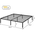 thumbnail image 2 of 14 Inch Queen Size Bed Frame with Storage, Metal Platform Queen Bed Frame, No Box Spring Needed/Steel Slat Support/Easy Assembly(Queen), 2 of 8