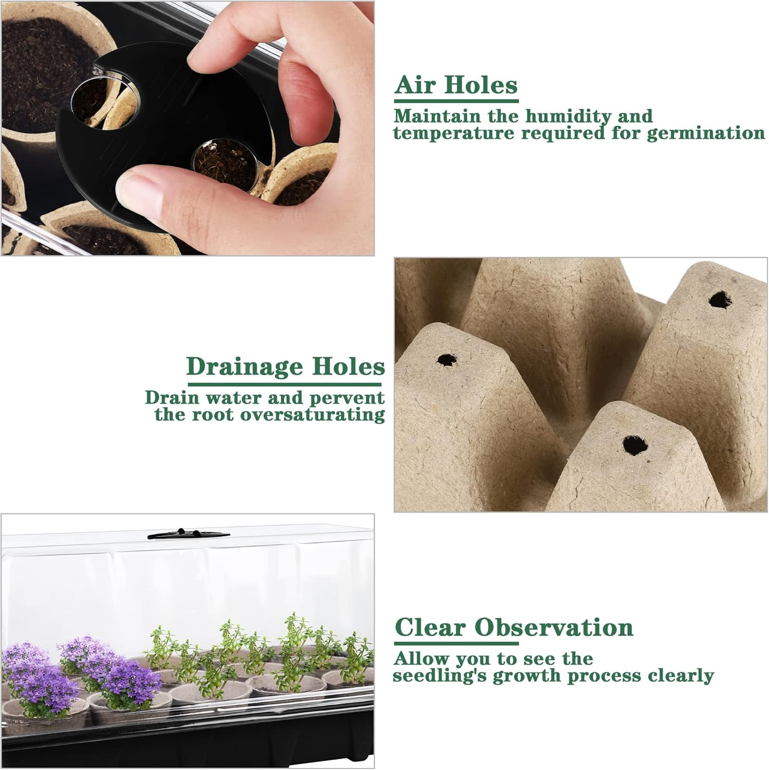 Seed Starter Tray Set with Pots, Germination Tray, Plant Labels and Tool