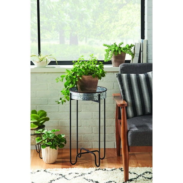 Better Homes & Gardens 12.6 in Galvanized Metal Cylinder Plant Stand