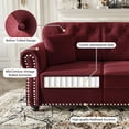 thumbnail image 4 of AENKYO 63" Chesterfield Velvet Loveseat, Mid-Century Modern 2-Seat Sofa with Nailhead Trim and Tufted Back, Burgundy, 4 of 8