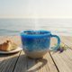 thumbnail image 4 of Taza de café de cristal con brisa marina y atardecer | Diseño de olas sopladas a mano | Color degradado | Para té caliente y frío, cócteles y café | Regalo para amantes de la playa | Cristalerí, 4 of 5