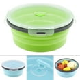 thumbnail image 2 of Silicone Lunch-Box Round Folding Food Container Portable Bowl 350ML/500ML/800ML/1200ML Two Colors Bento-box Eco-Friendly Blue 800ML, 2 of 6