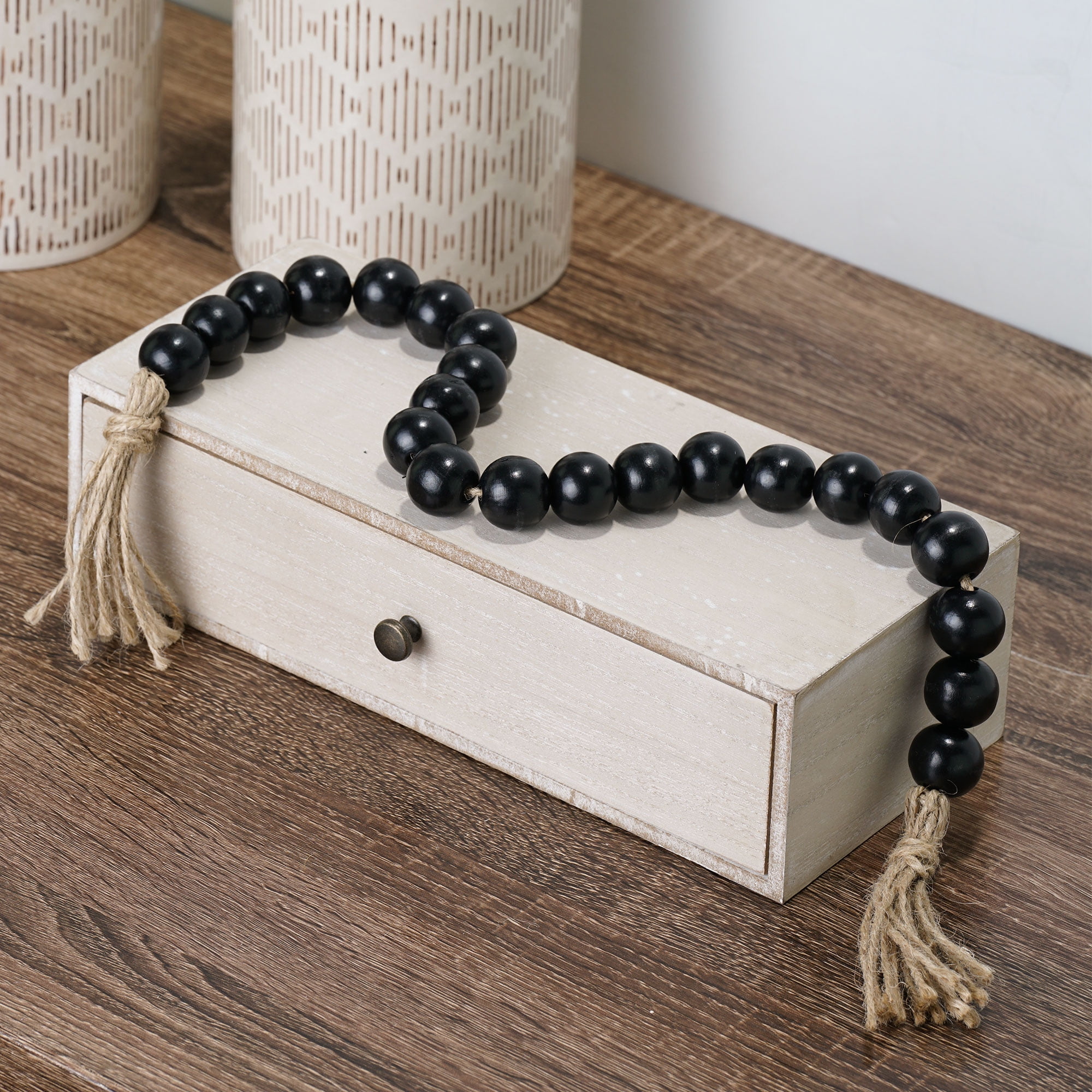 Mainstays Indoor Oriental Minimalist Tabletop Home Décor Made of Wood Color Black 1" Beads