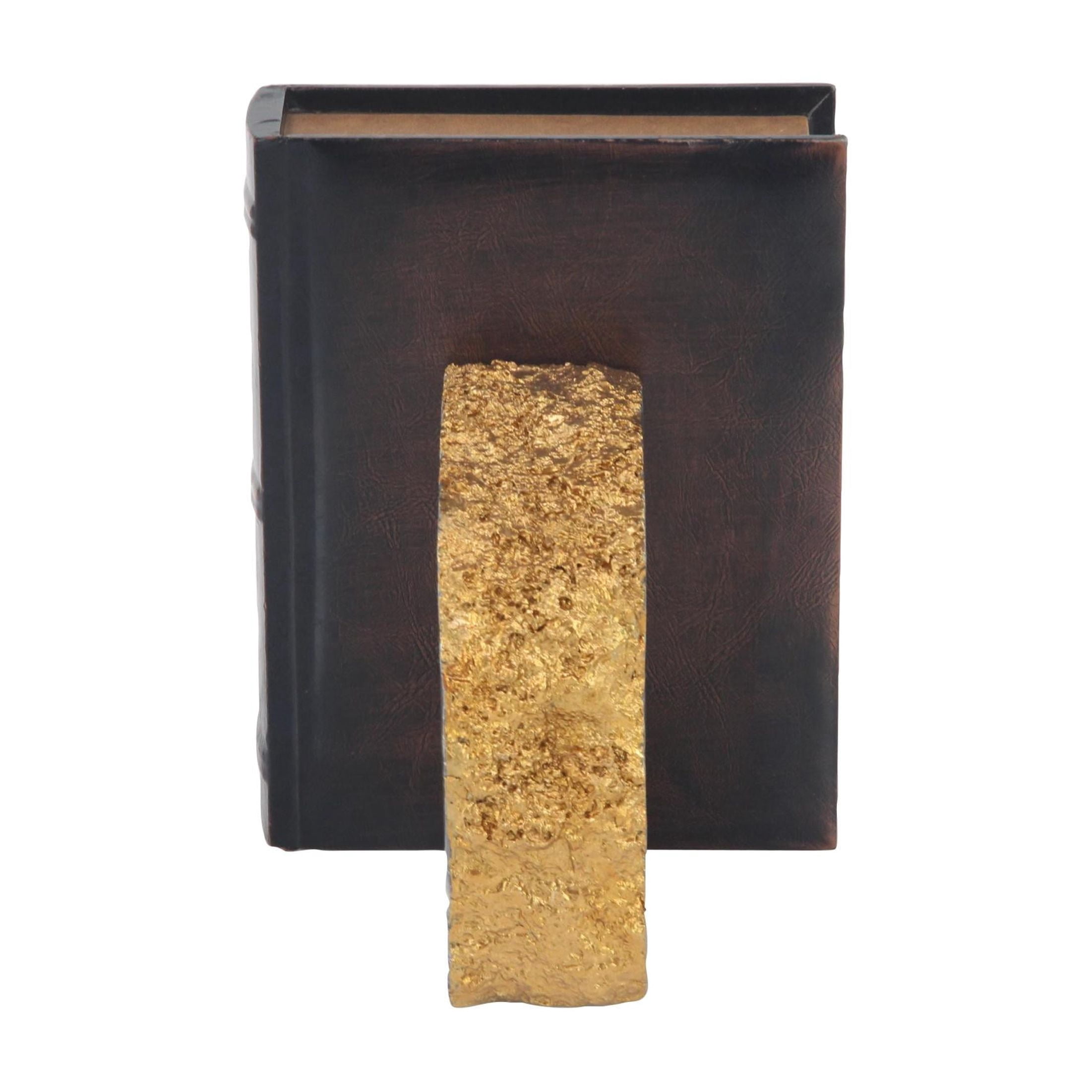 CosmoLiving by Cosmopolitan 5" Geode Gray Polystone Bookends with Gold Detailing (Set of 2)