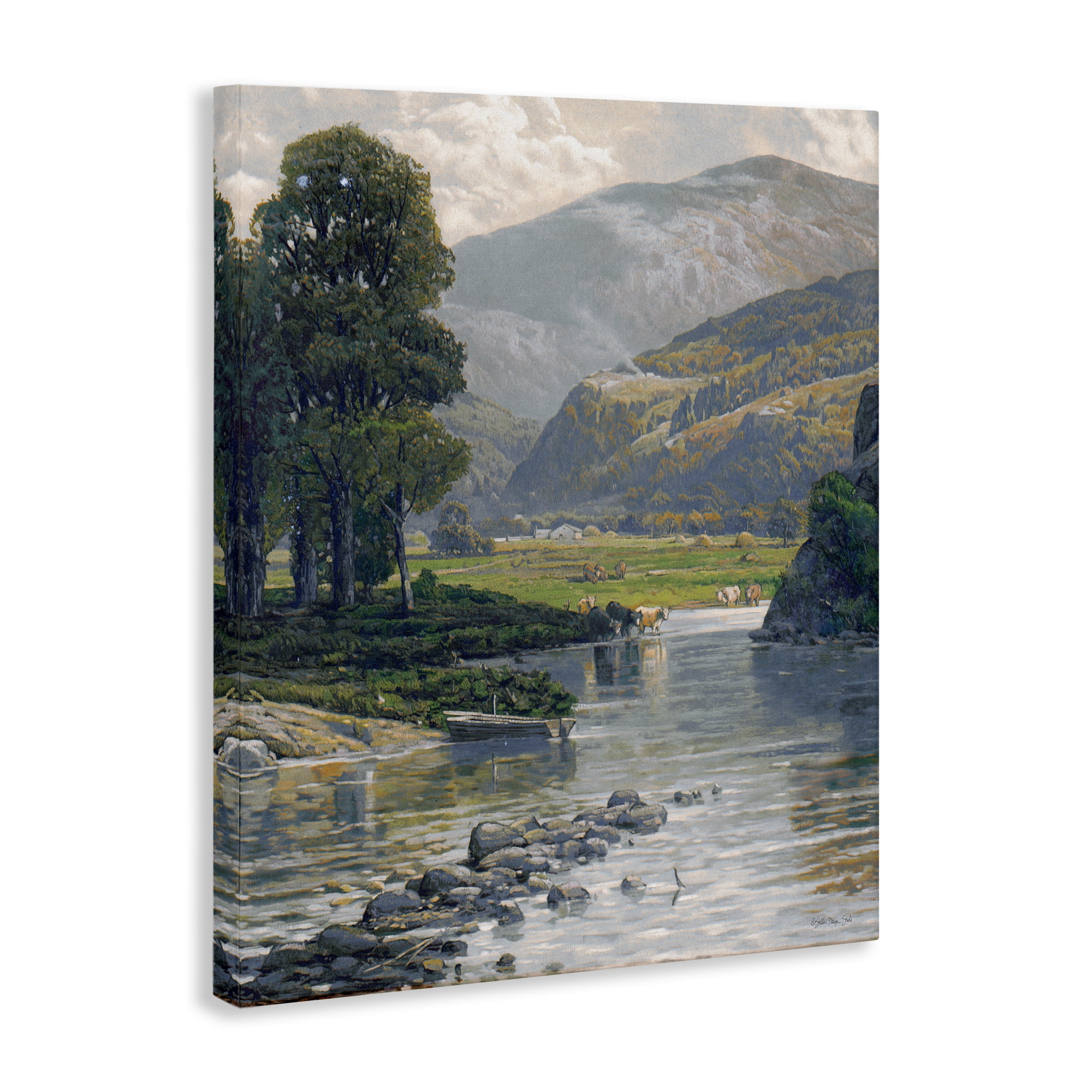 Stupell Industries Pebbled Creek Terrain Landscape & Nature Painting Wrapped Canvas Art Print Wall Art, 16 x 20