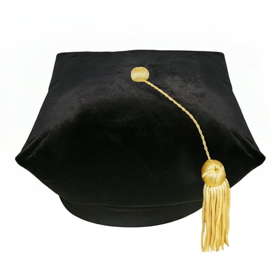 CLERKMANS Doctoral PhD Graduation Velvet Tam 8 Sided with Gold Bullion Tassel
