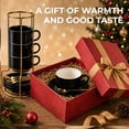 thumbnail image 7 of Unique Bargains 4 Set Espresso Cups Stackable with Saucers Black 3 oz, 7 of 7