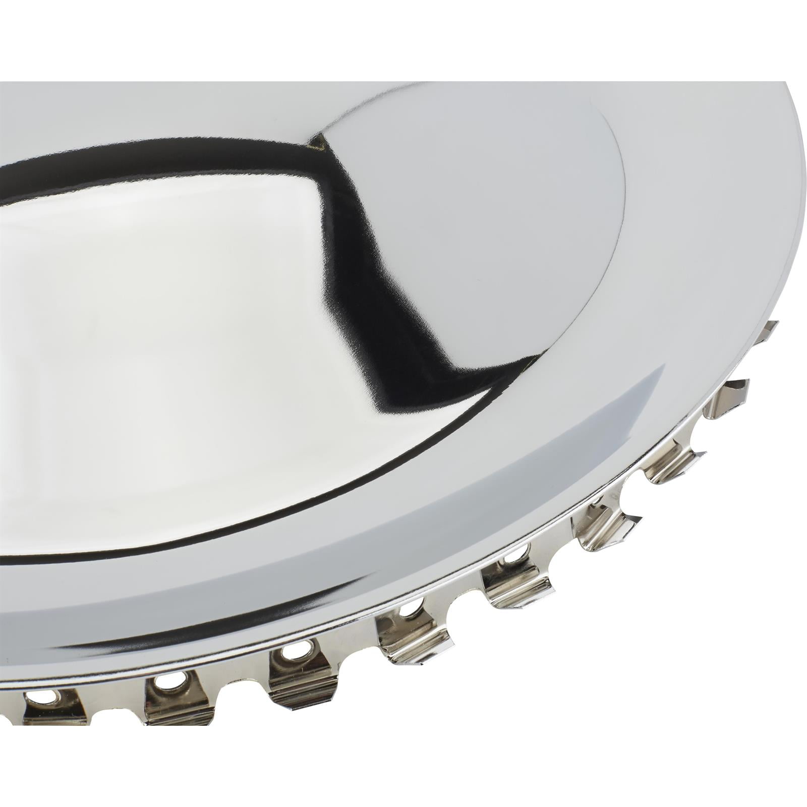Speedway Motors Full Moon Style 15 Inch Wheel Covers, Chrome Plated Full Moon Hubcap, Snap-On for Easy Installation, 1-3/8” Net Crown, Set of 4 Wheel Covers