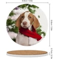 thumbnail image 2 of Round Drink Coasters, 6 Pcs Christmas Braque Saint Puppy Absorbent Ceramic Coaster with Cork Base for Coffee Cups Housewarming Gift for Home Decor, 2 of 5