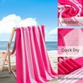 thumbnail image 2 of Smuge 4 Pack Oversized Cabana Stripe Beach Towels, 60x30 inches Microfiber Lightweight Outdoor Large Swim Towel for Adults (Rose Red, Coffee), 2 of 7