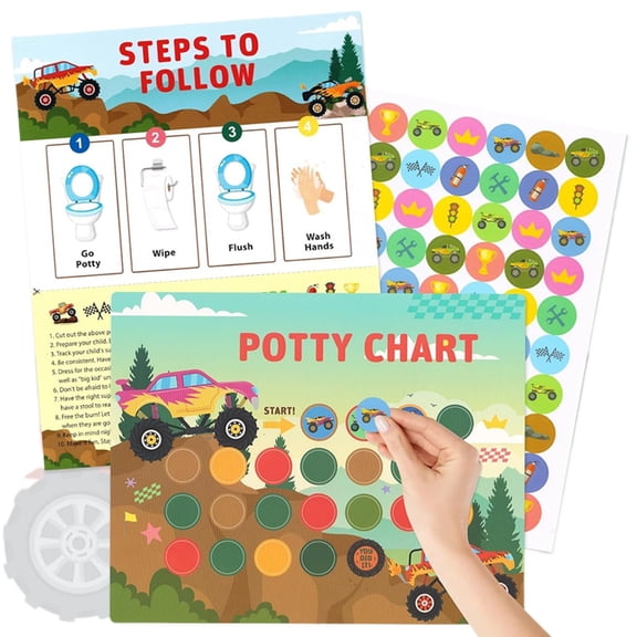 10 Set Potty Training Chart Construction Theme Reward Stickers 8x10 inch Toilet Potty Training Reward System Chart Fun Potty Incentive Construction Potty Charts