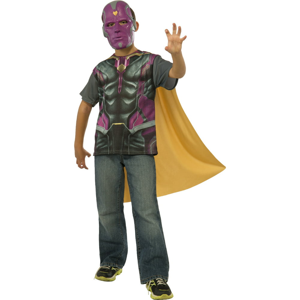 Kids Marvel Vision TShirt And Cape With Mask Costume