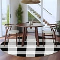 thumbnail image 4 of Black White Buffalo Check 7ft Round Rug, Farmhouse Plaid Modern Geometric Non-Skid Rubber Backing Large Area Rugs - Living Room Bedroom Home Office, Indoor Floor Mat Carpets Washable Rug, 4 of 9