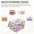 thumbnail image 6 of Yayeee Collapsible Cube Storage Bin with Lid Fabric Closet Decorative Basket with Handles, Red Retro Shapes, 6 of 7