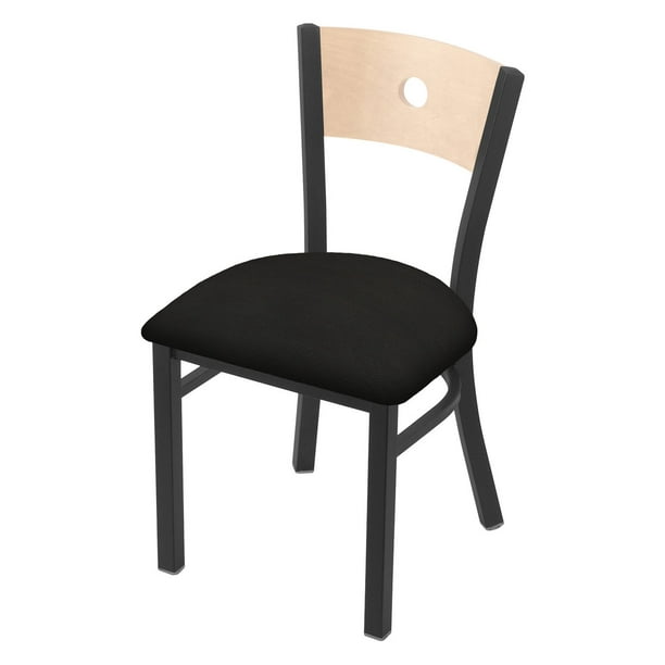 Dining Chair With Faux Leather Seat, Keyhole Back Dining Room Chairs