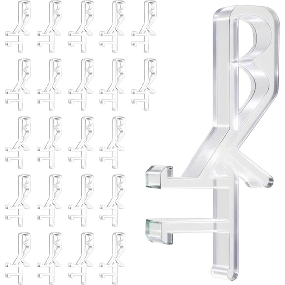 22-Pack Clear Plastic Valance Clips for Blinds, 1-7/8 Inch Hidden Channel Mounting Clips with Groove - Replacement Clips for Wood & Faux Wood Window Blinds