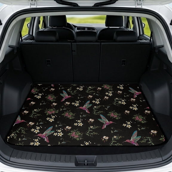 KEIAHUAN Hummingbird Floral Car Trunk Mat 29" x 39" Universal Anti-Scratch Cargo Liner Non-Slip, Car Accessories Universal Fit for Most Vehicle SUV