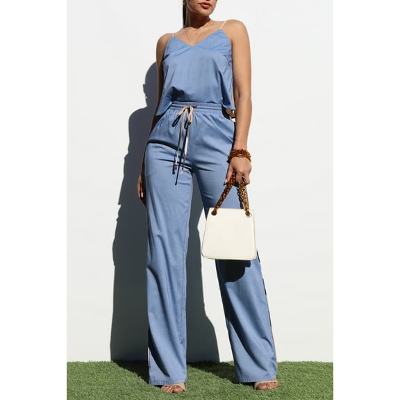 Denim Colored Pants Set