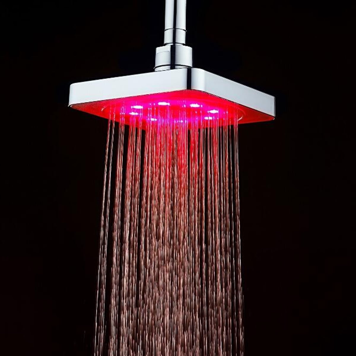 8 Inch Square LED Rainfall Shower Head Top Sprayer Chrome  For Home Bathroom 
